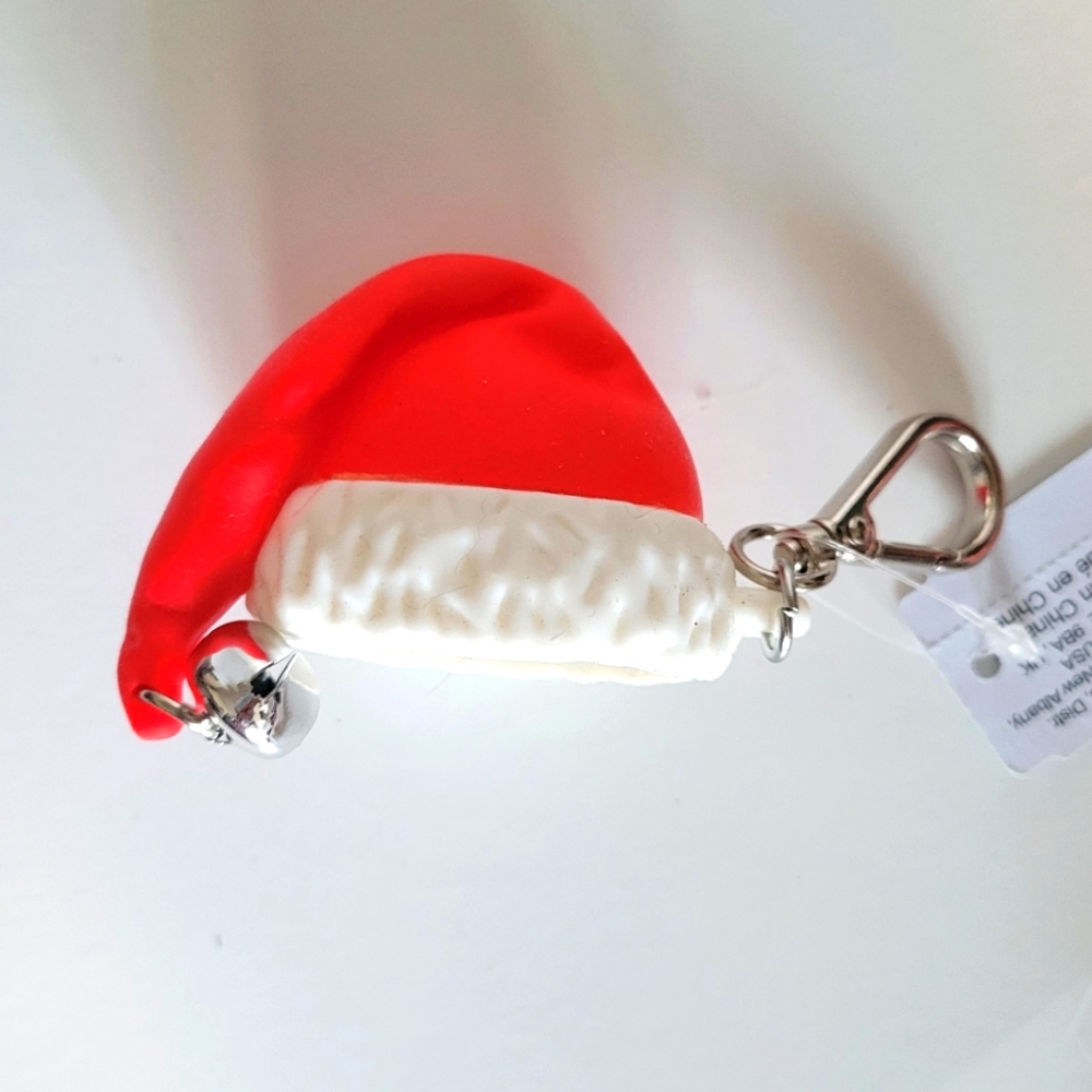 NWT, Discontinued Red and White Santa Hat W/ Bell Keychain